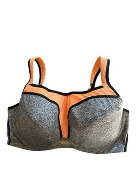 Panache Power 5021 Grey/Mango Convertible Underwire Sports Bra Sz 40FF Active